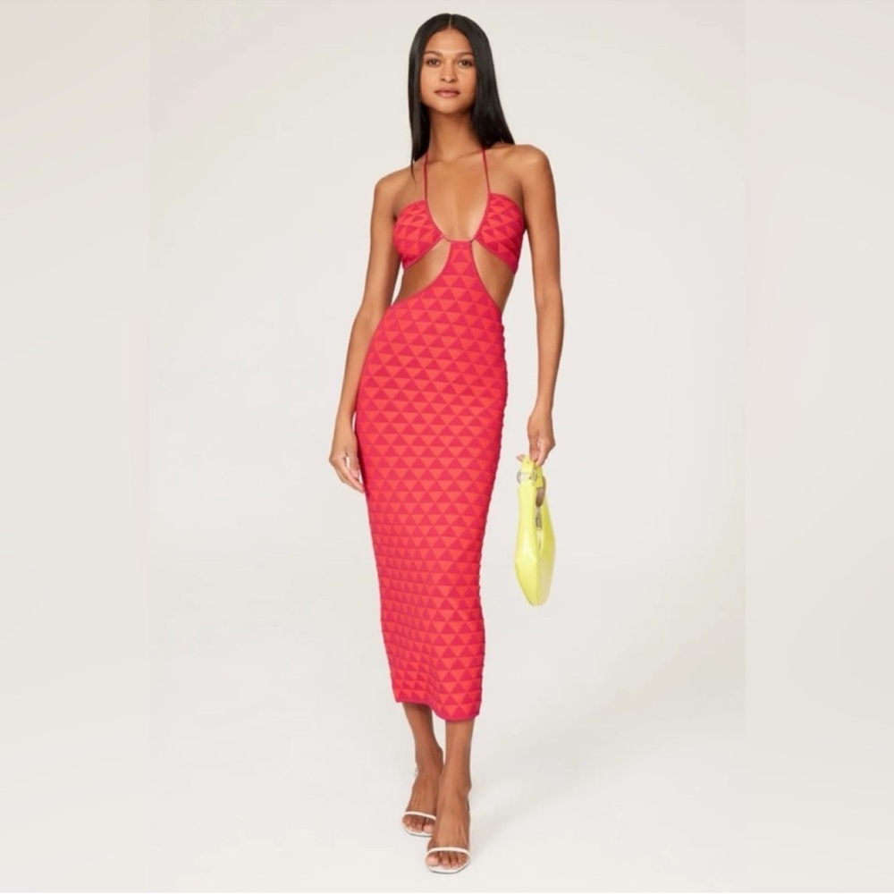 NWT SOLID & STRIPED The Kiana Cut Out Midi Dress in pink pattern size XS